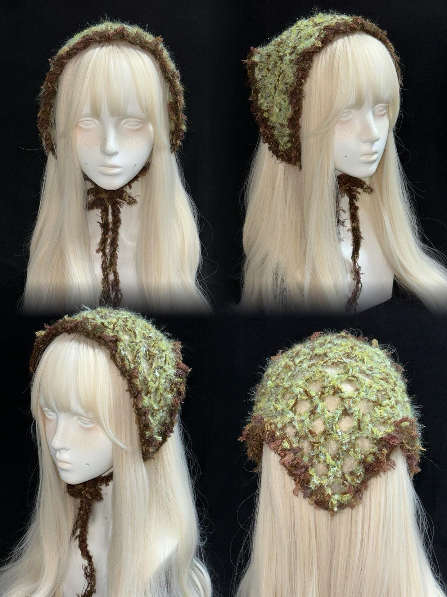 StellarPride Woodland Style Crochet Headscarf Hand Blended Yarn