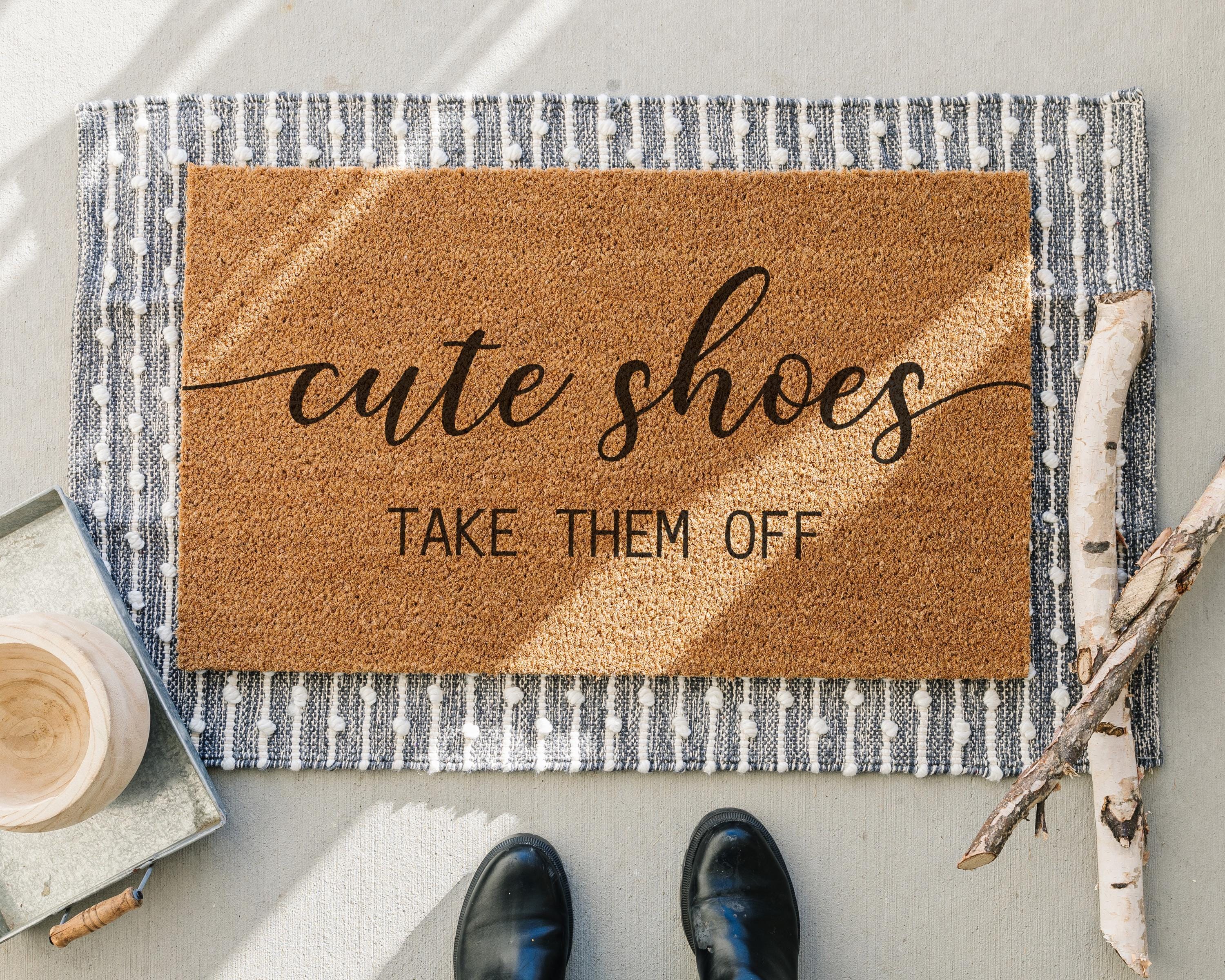 HamlinRowShop Cute Shoes Take Them Off Coir Doormat Funny Welcome Mat