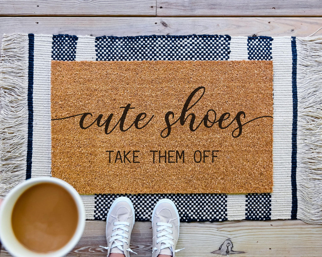 HamlinRowShop Cute Shoes Take Them Off Coir Doormat Funny Welcome Mat