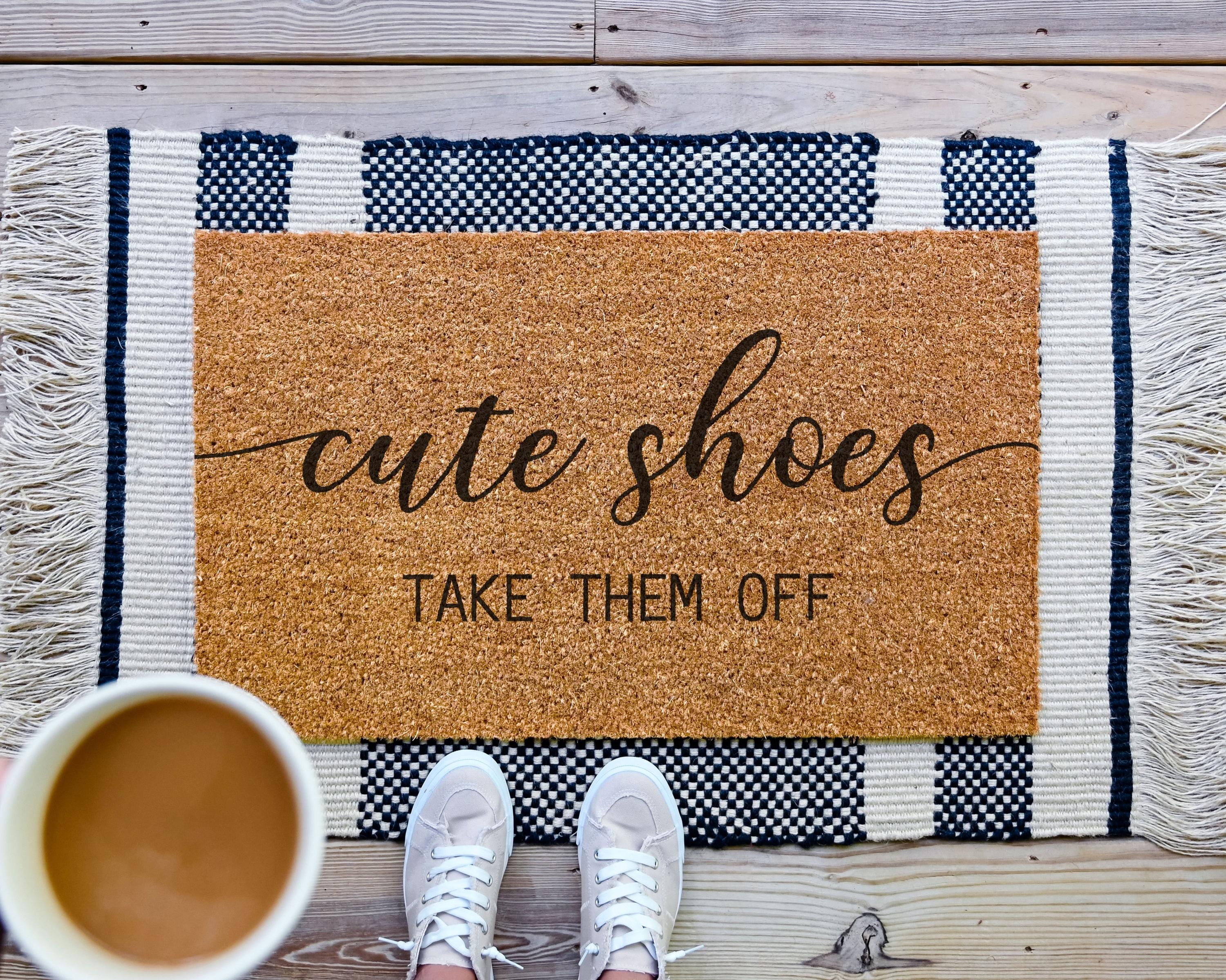HamlinRowShop Cute Shoes Take Them Off Coir Doormat Funny Welcome Mat