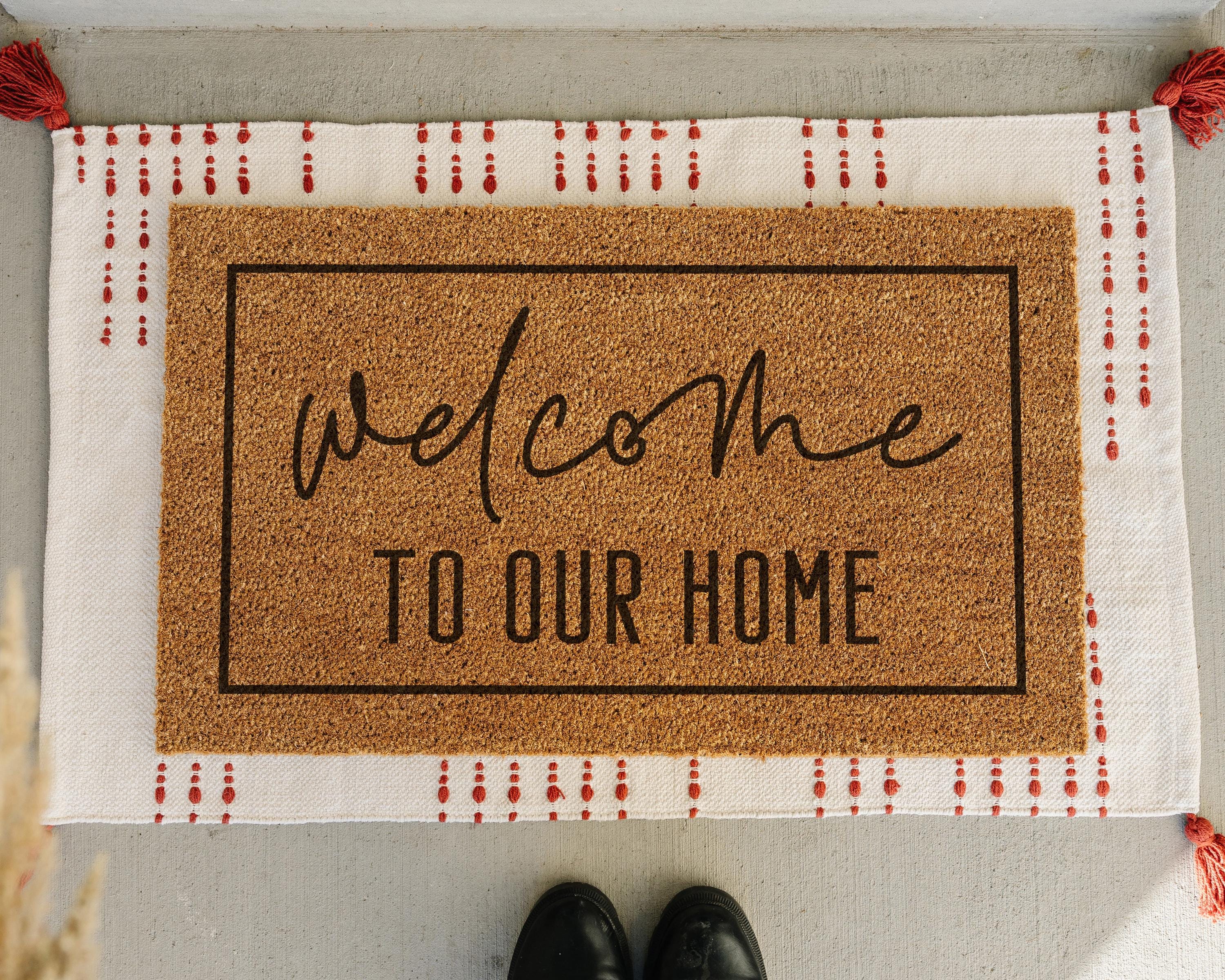 HamlinRowShop Welcome to Our Home Coir Doormat Slip Resistant Rubber Backing 18x30in Standard