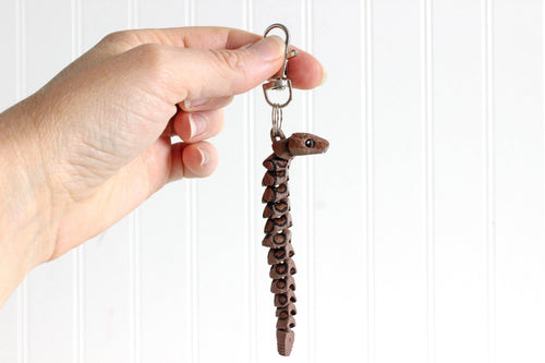 DelightfullyDutch Rattlesnake 3D Printed Animal Keychain for Keys and Bags
