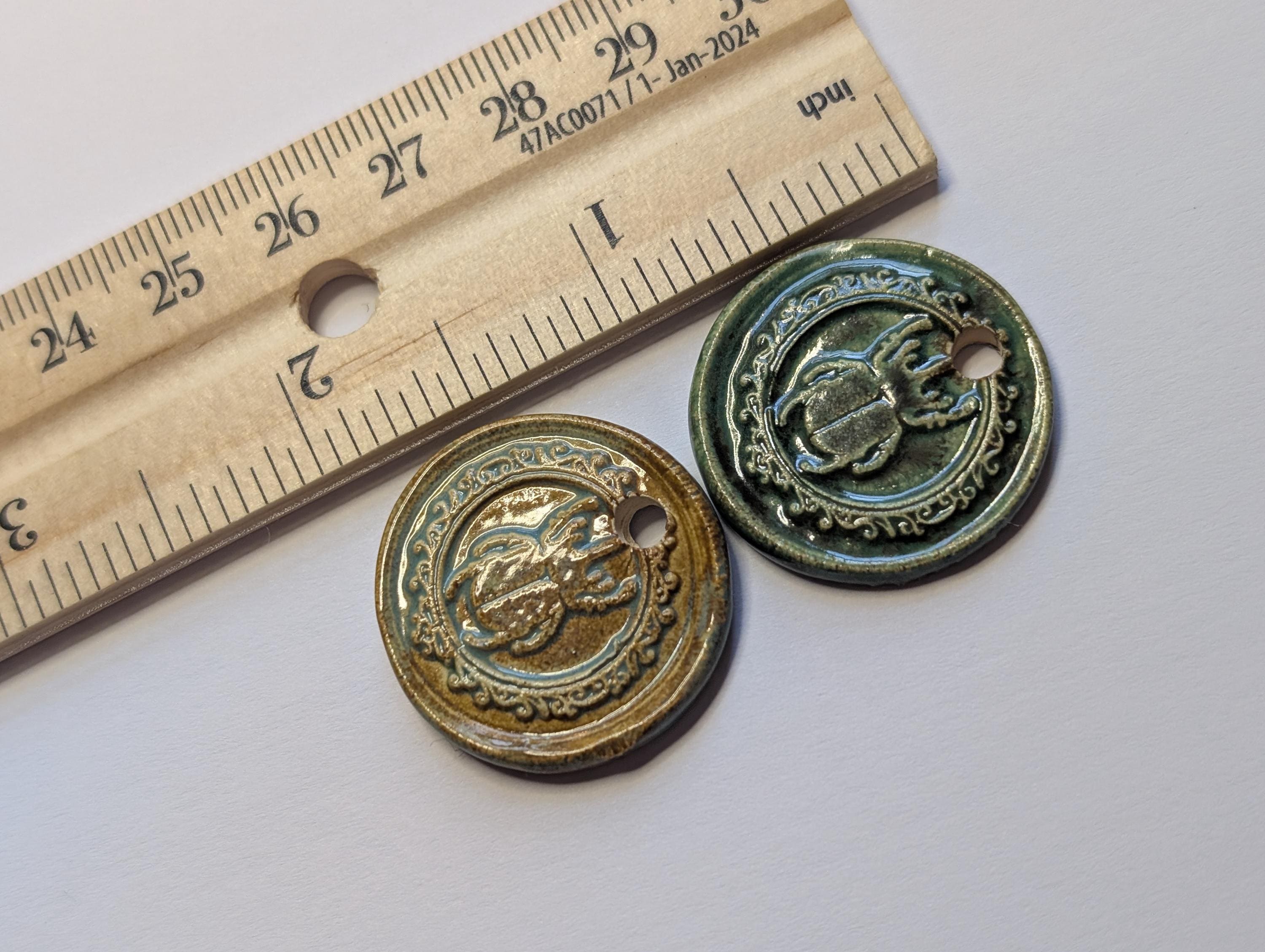 NoctemPottery Scarab Beetle Ceramic Wax Seal Pendant Necklace