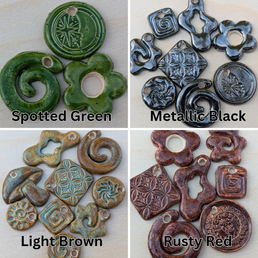 NoctemPottery Crescent Moon and Clouds Ceramic Pendant Necklace