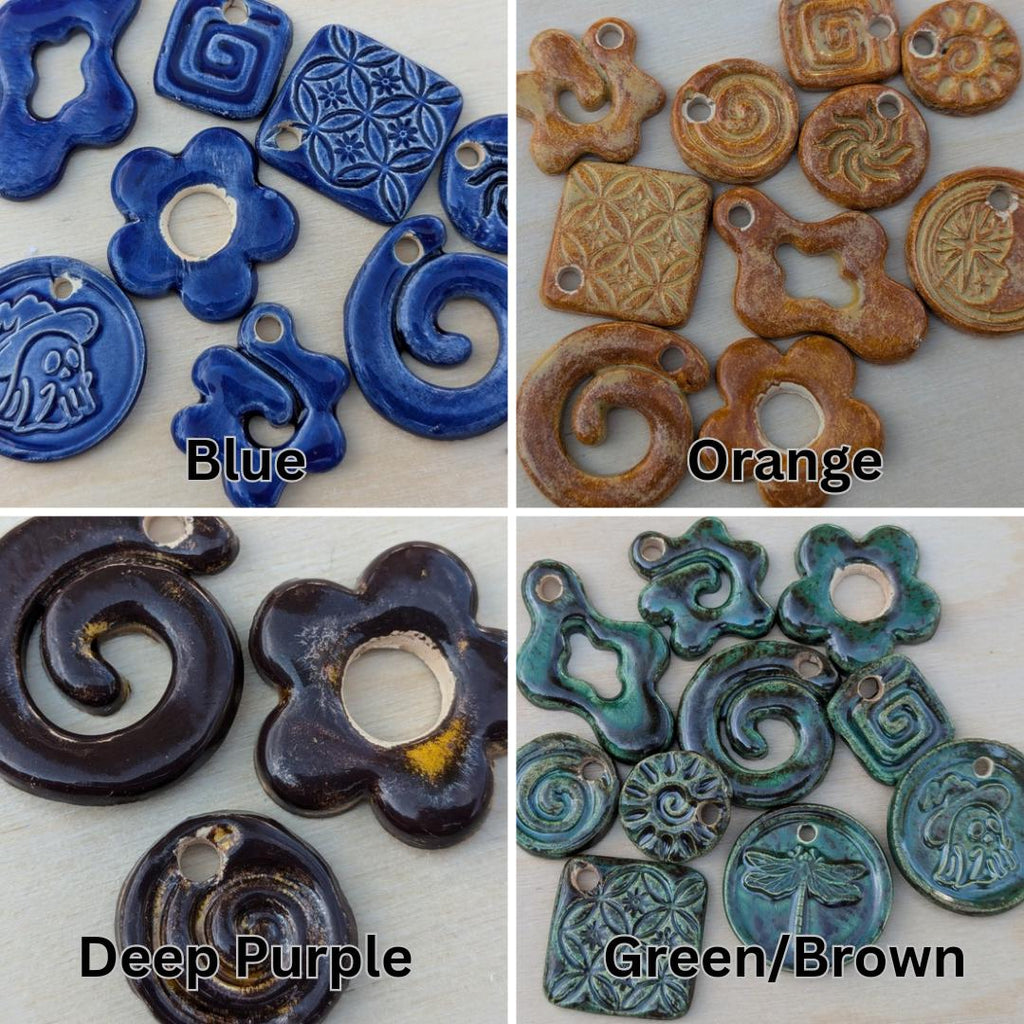 NoctemPottery Crescent Moon and Clouds Ceramic Pendant Necklace