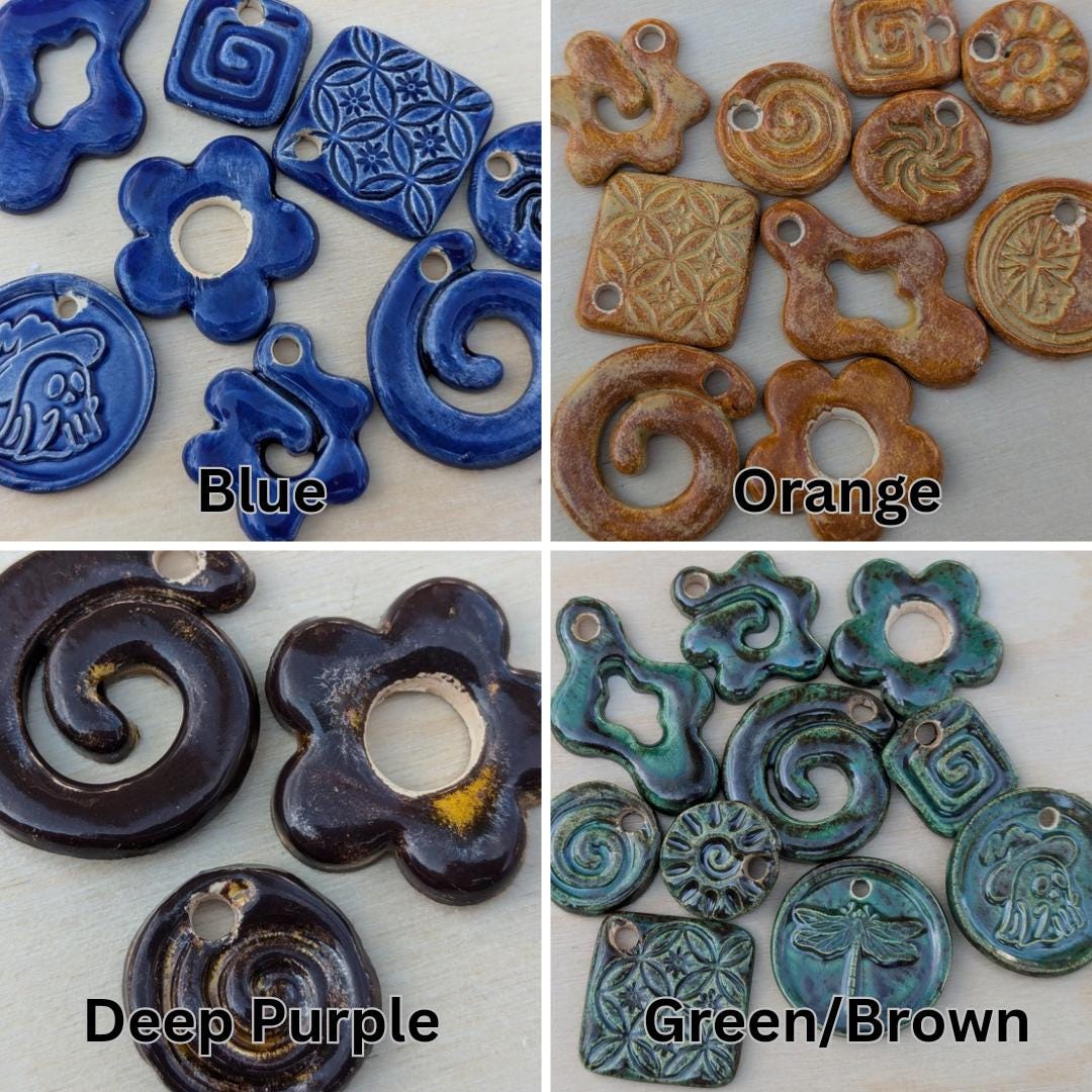 NoctemPottery Spiderweb Ceramic Wax Seal Pendant Necklace with Adjustable Cord