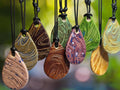 NoctemPottery Geometric Swirl Ceramic Pendant Necklace with Adjustable Cord