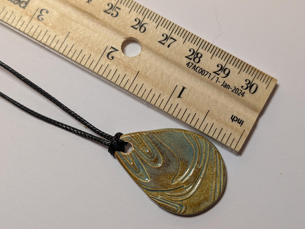 NoctemPottery Geometric Swirl Ceramic Pendant Necklace with Adjustable Cord
