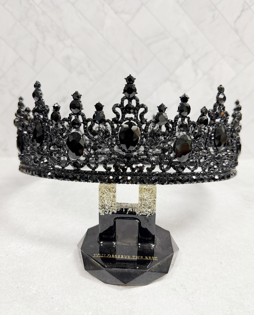 HappyJewelryWorld Gothic Crown Black Diamond