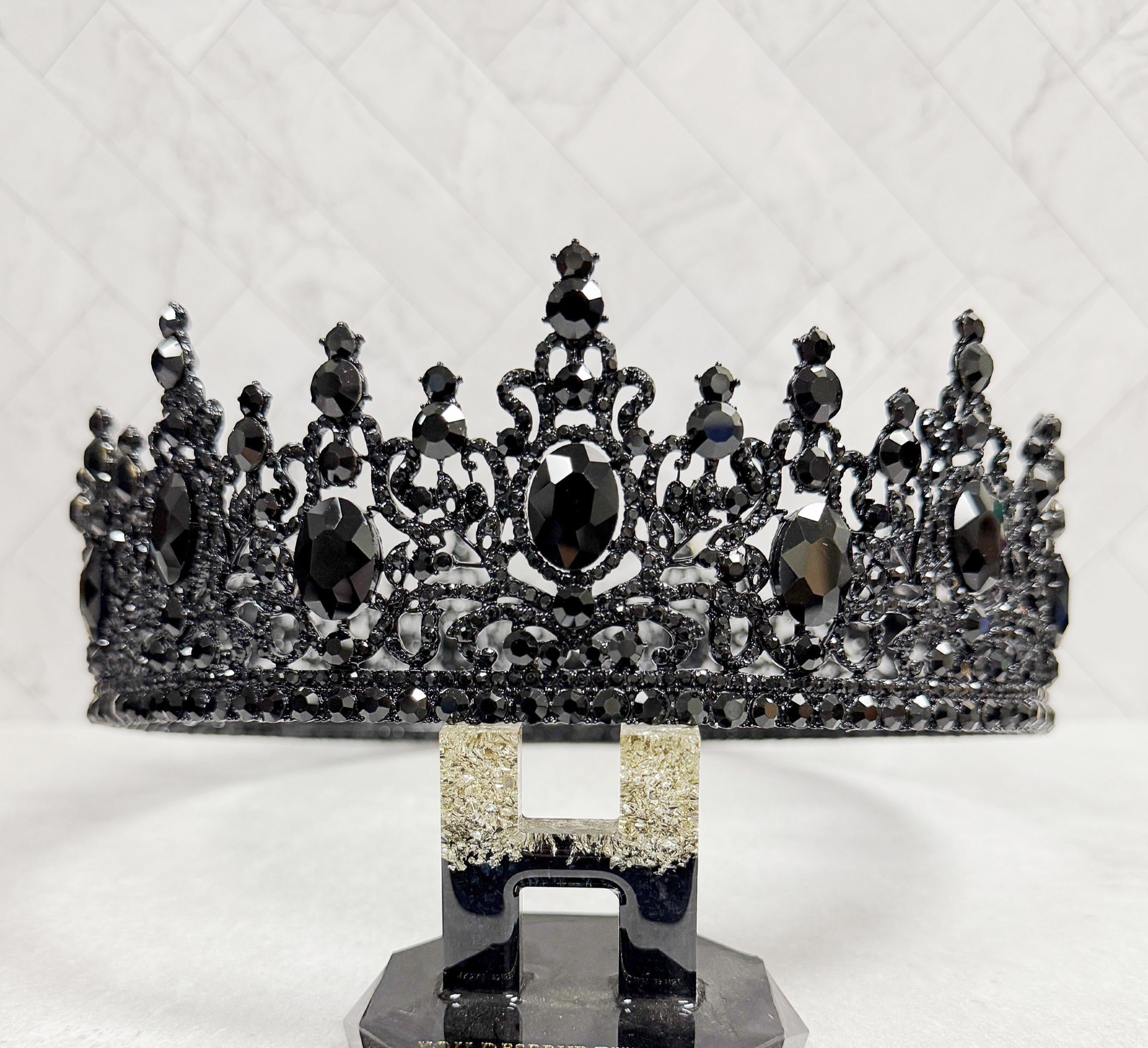HappyJewelryWorld Gothic Crown Black Diamond