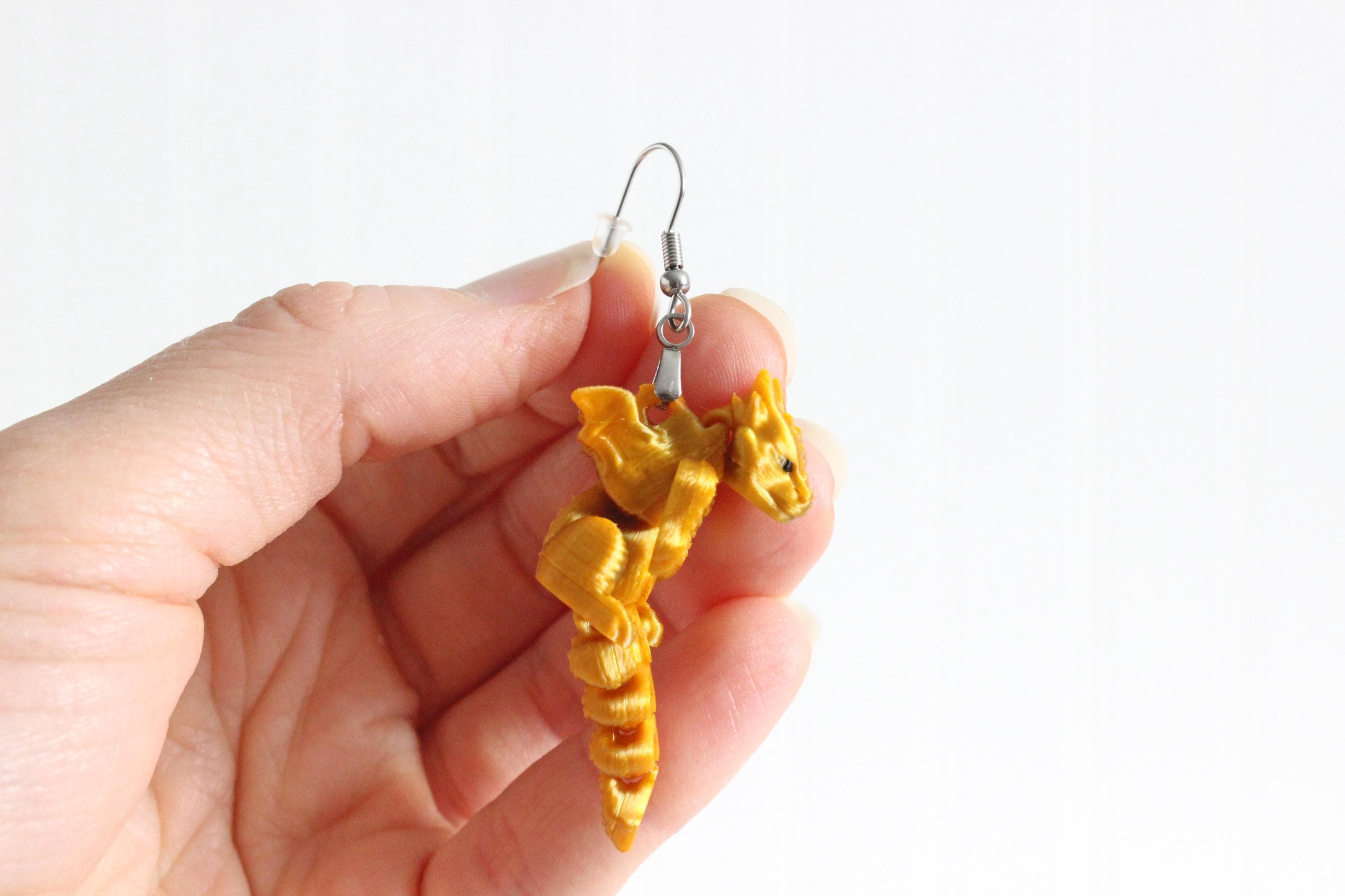DelightfullyDutch 3D Printed Dragon Dangle Drop Earrings