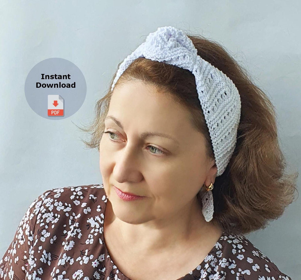 LusiKnits Knit Headband Scarf Pattern Summer Lace Cotton