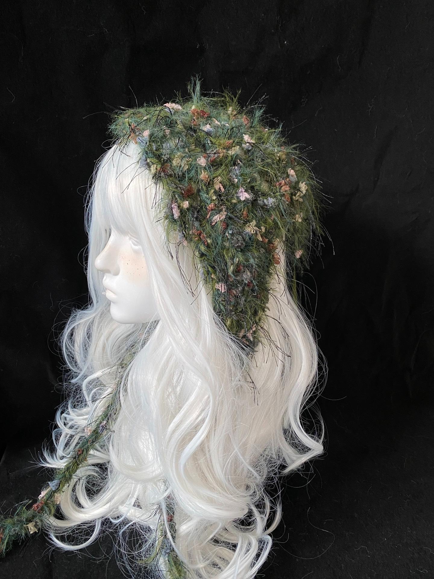 StellarPride Moss Green Cat Ear Hood Fuzzy Knit Fairycore Beanie