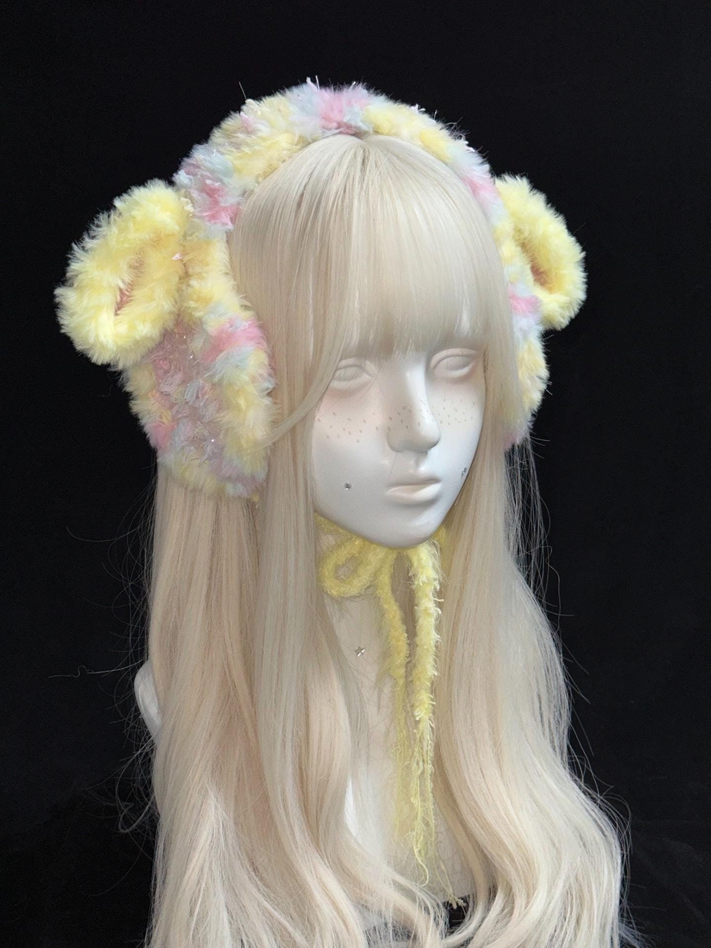 Handmade Pastel Lamb Ear Headband Cozy Winter Ear Warmer