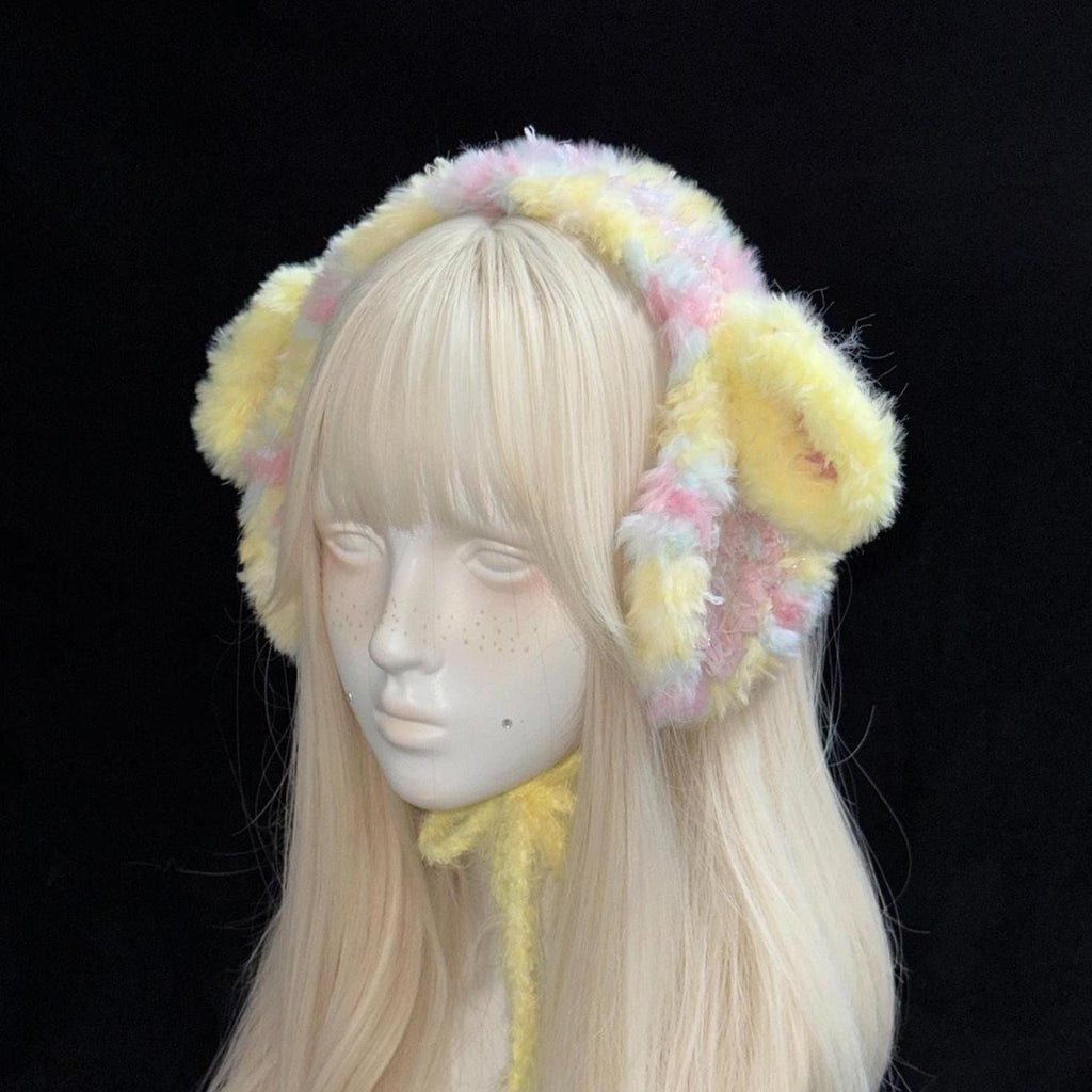 Handmade Pastel Lamb Ear Headband Cozy Winter Ear Warmer