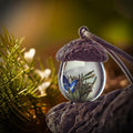 TinyNatureWorks Resin Acorn Necklace With Hand-Painted Blue Butterfly