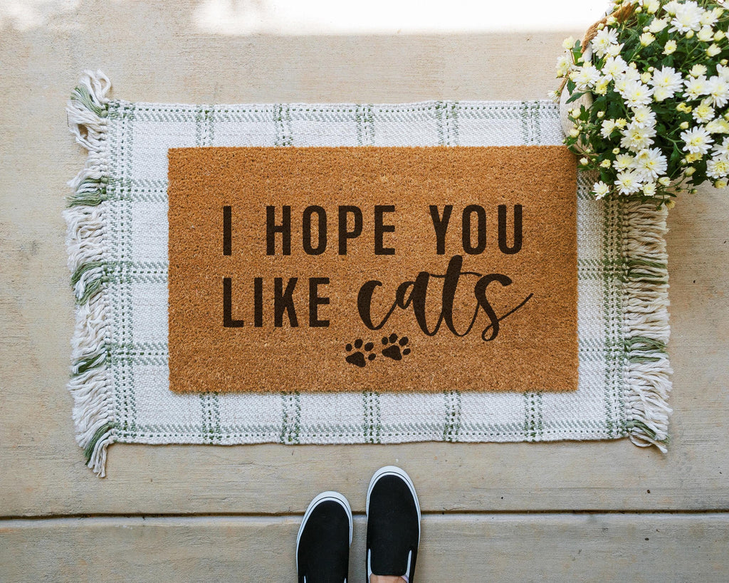 Natural Coir Doormat I Hope You Like Cats Feline Welcome Mat