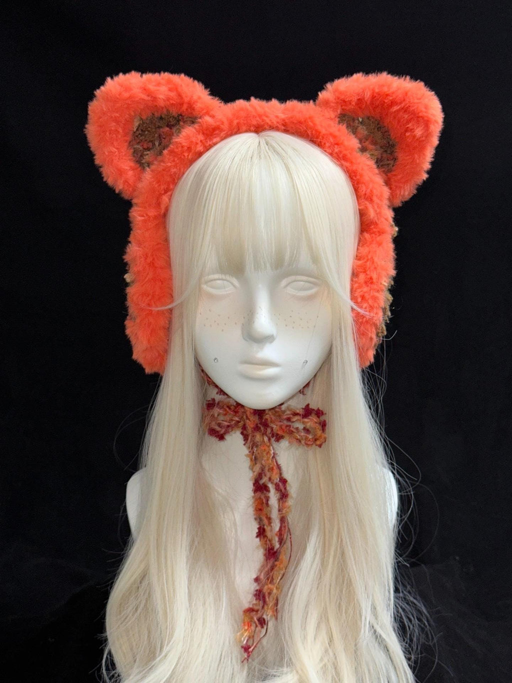 stellarPride Handcrafted Orange Fox Plush Headband Cozy Adjustable Ears