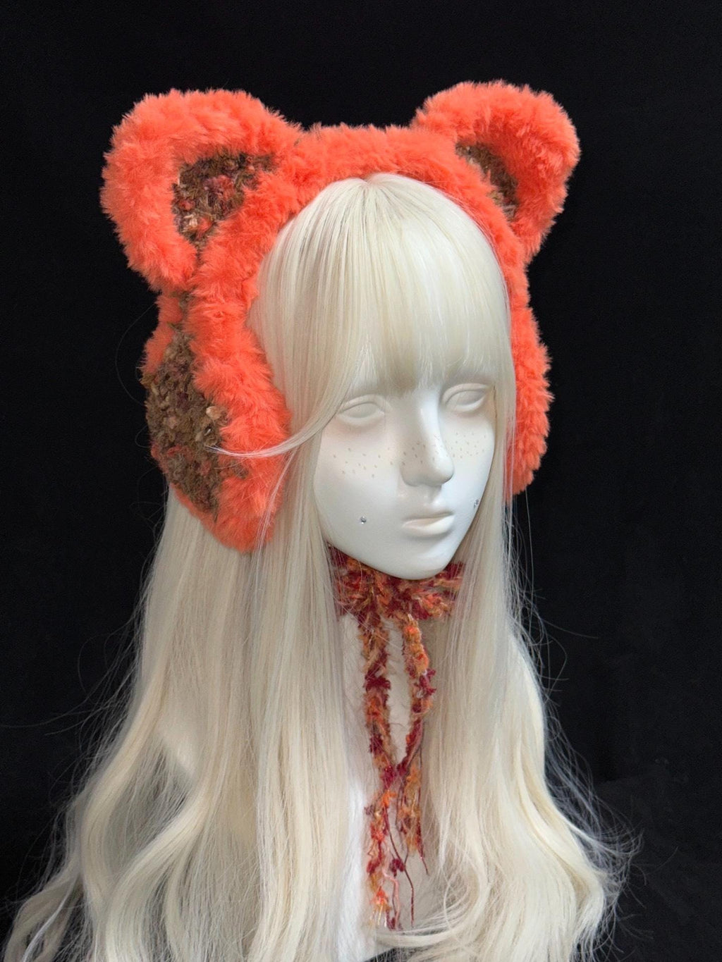 stellarPride Handcrafted Orange Fox Plush Headband Cozy Adjustable Ears
