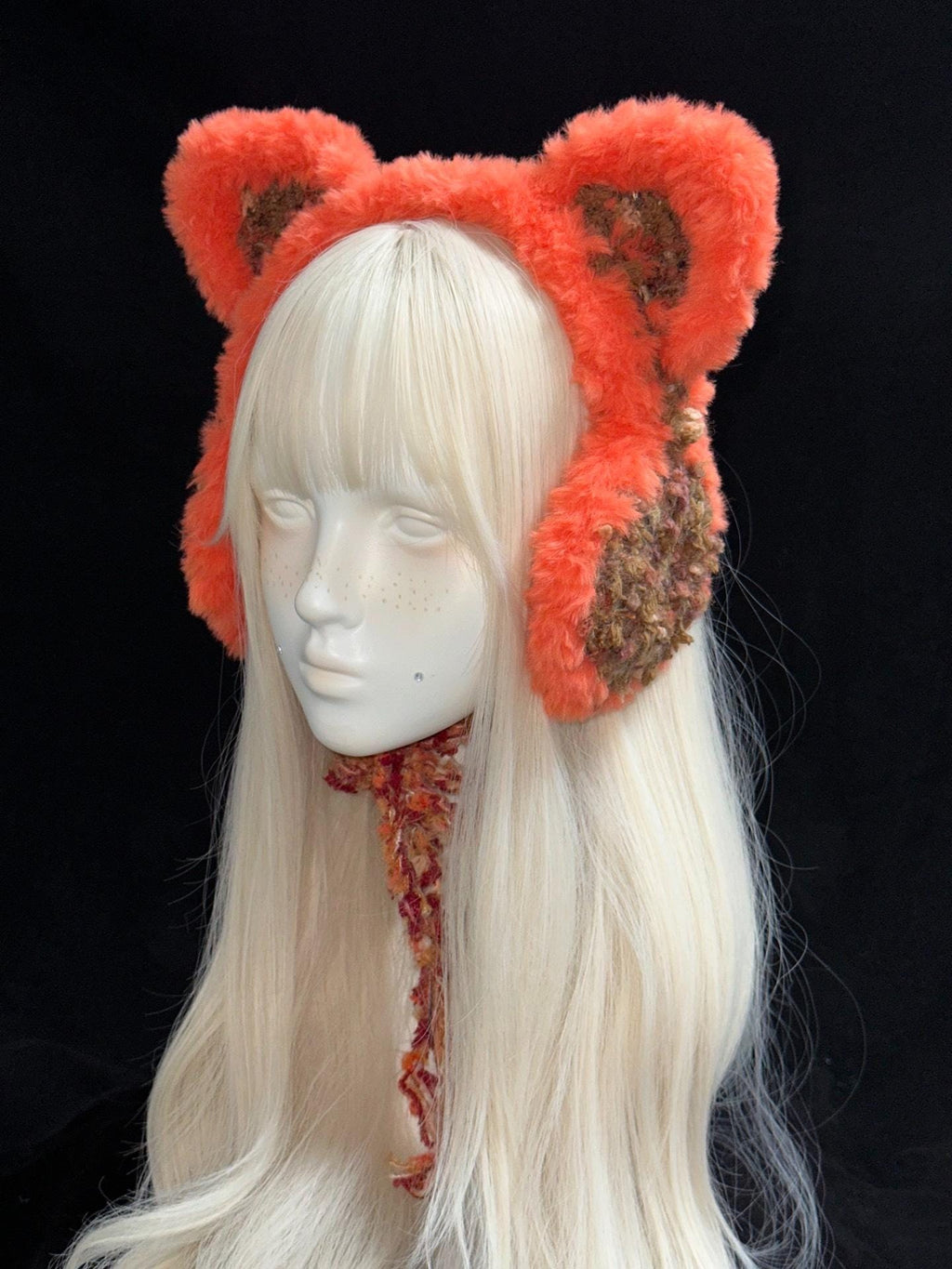 stellarPride Handcrafted Orange Fox Plush Headband Cozy Adjustable Ears
