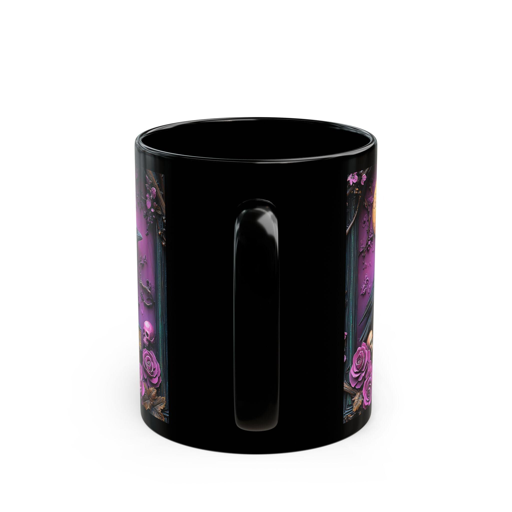 LELORESTORE Gothic Floral Bookish Mug Purple Bookshelf Witch Coffee Cup