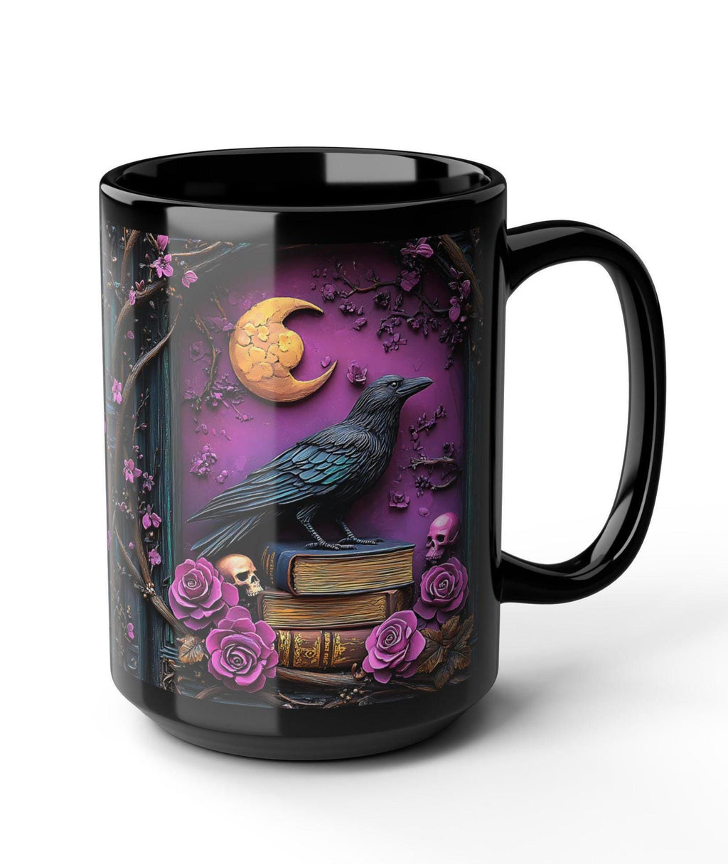 LELORESTORE Gothic Floral Bookish Mug Purple Bookshelf Witch Coffee Cup