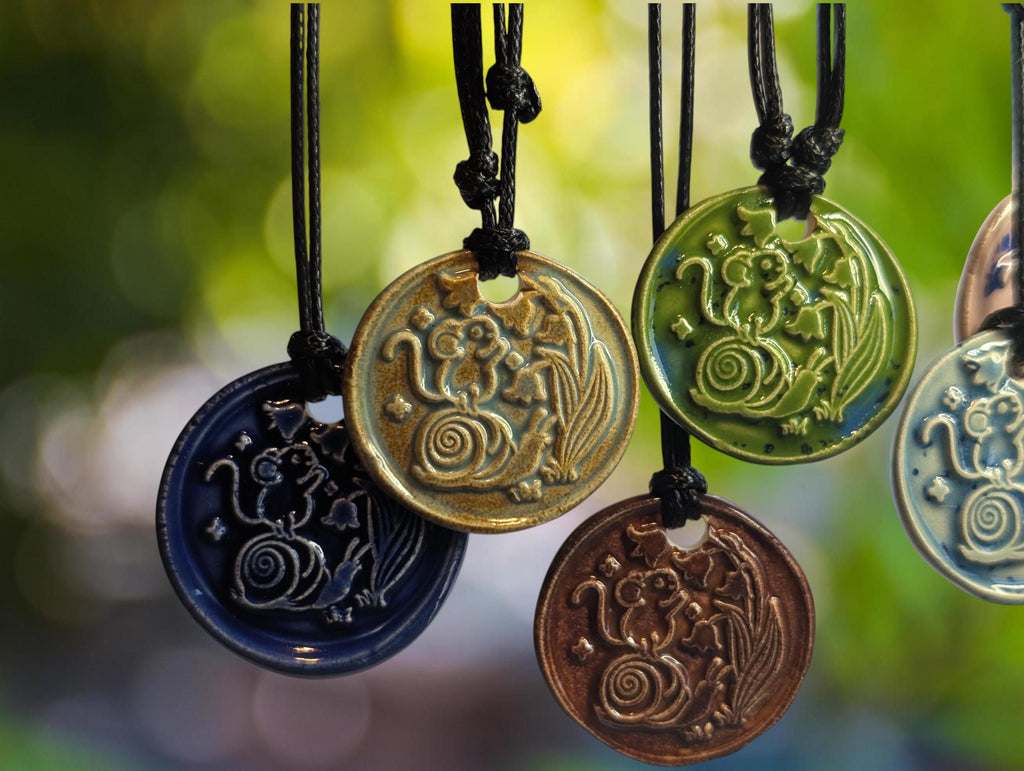 NoctemPottery Mouse Snail Lily of the Valley Ceramic Wax Seal Pendant