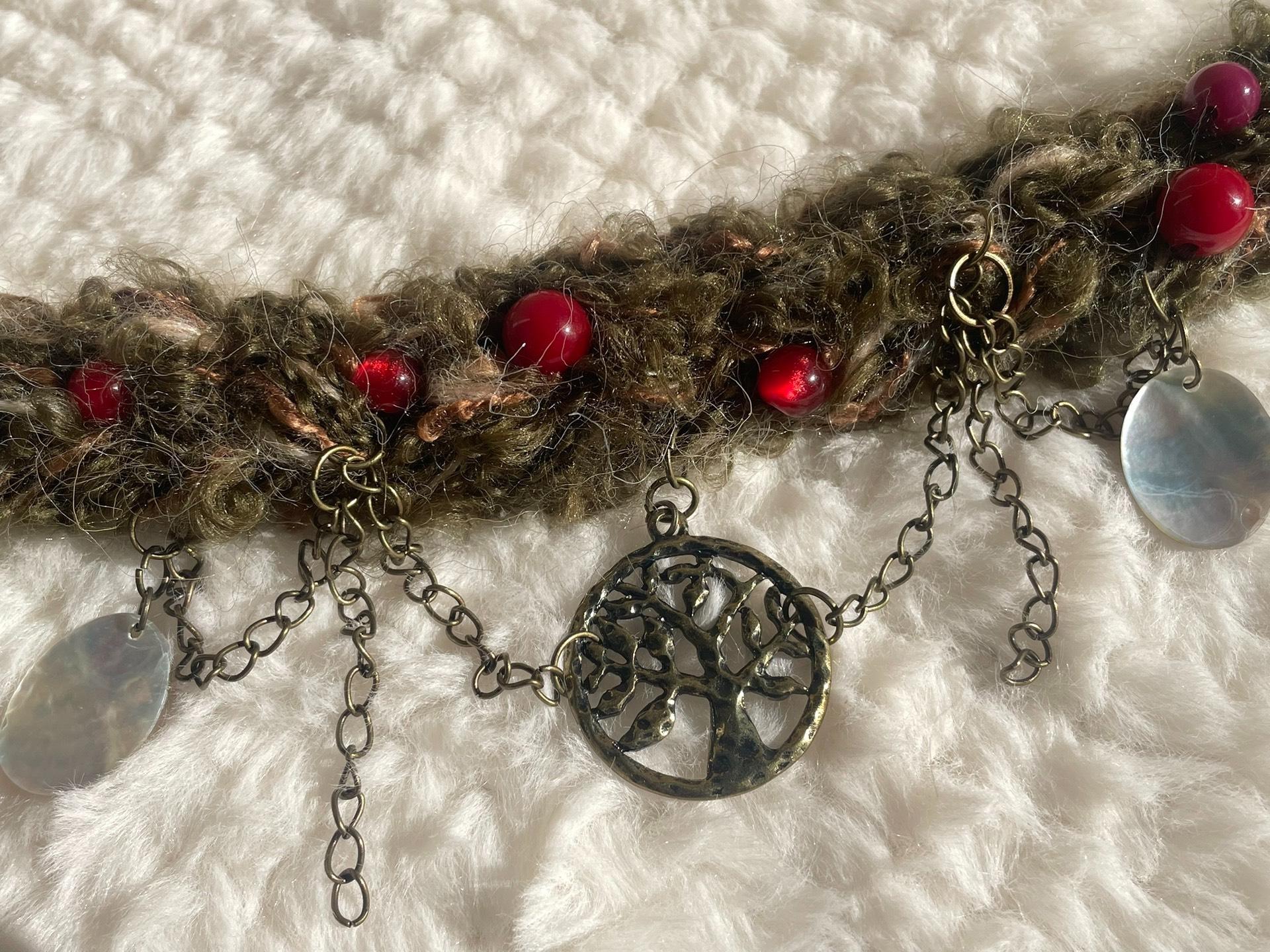 stellarPride Handmade Forest Berry Moss Crochet Choker Necklace