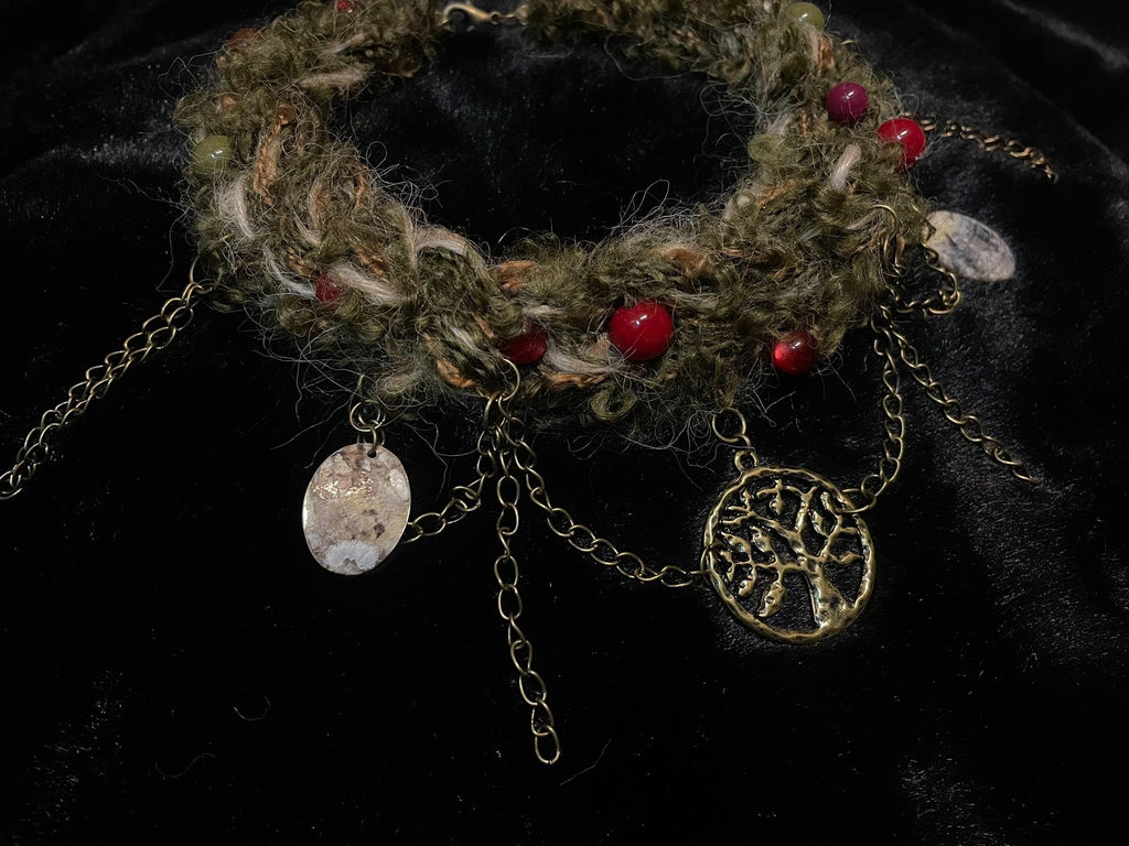 stellarPride Handmade Forest Berry Moss Crochet Choker Necklace