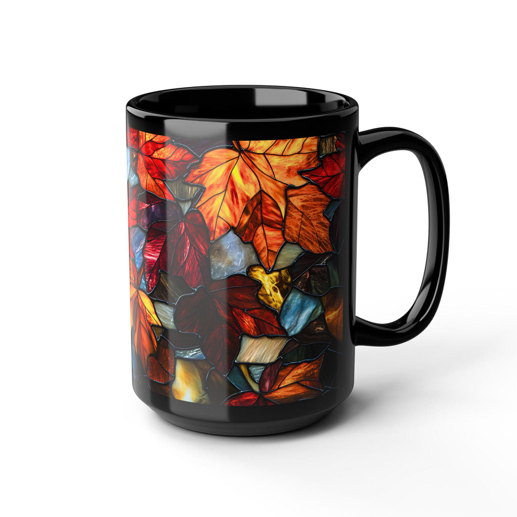 LELORESTORE Faux Stained Glass Fall Maple Leaves Ceramic Mug