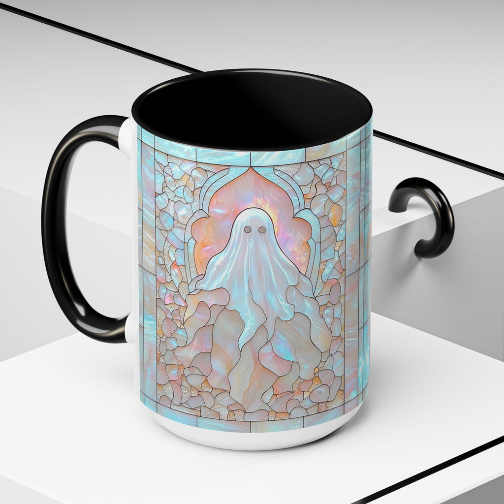 LELORESTORE Spooky Ghost Mug Faux Stained Glass Halloween Ceramic Coffee Cup