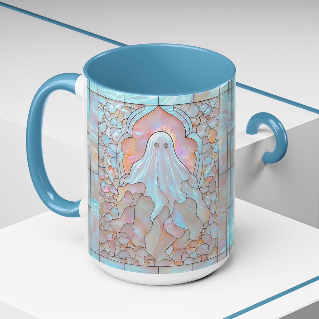 LELORESTORE Spooky Ghost Mug Faux Stained Glass Halloween Ceramic Coffee Cup