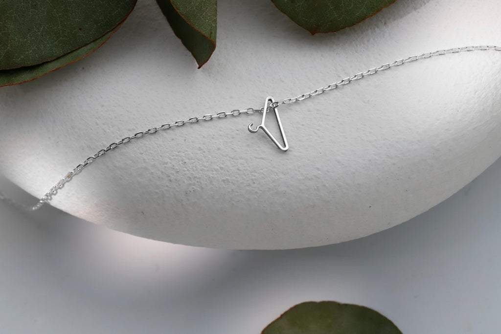 14K Solid Gold Feminist Necklace - Clothing Hanger Design