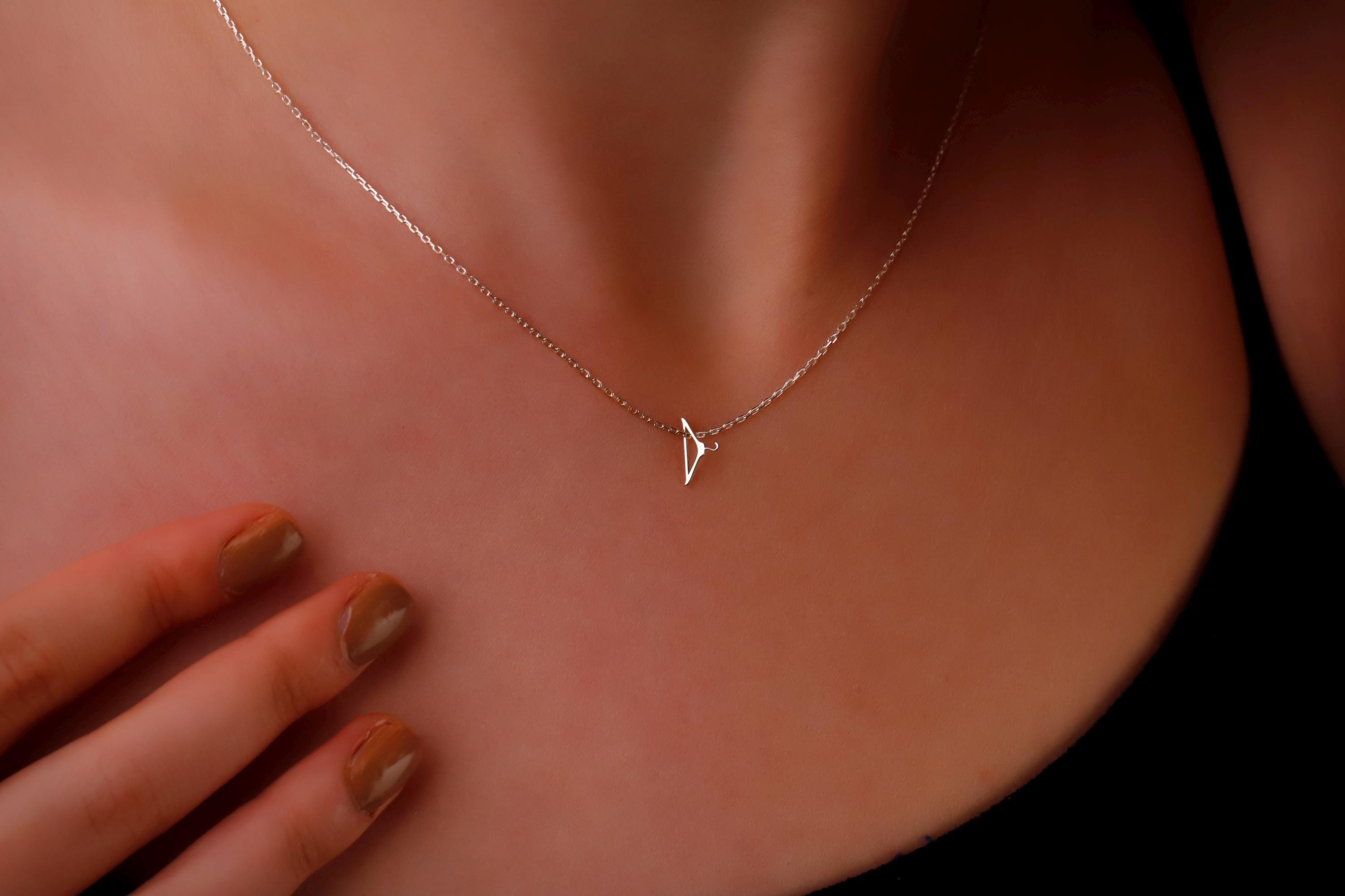 14K Solid Gold Feminist Necklace - Clothing Hanger Design