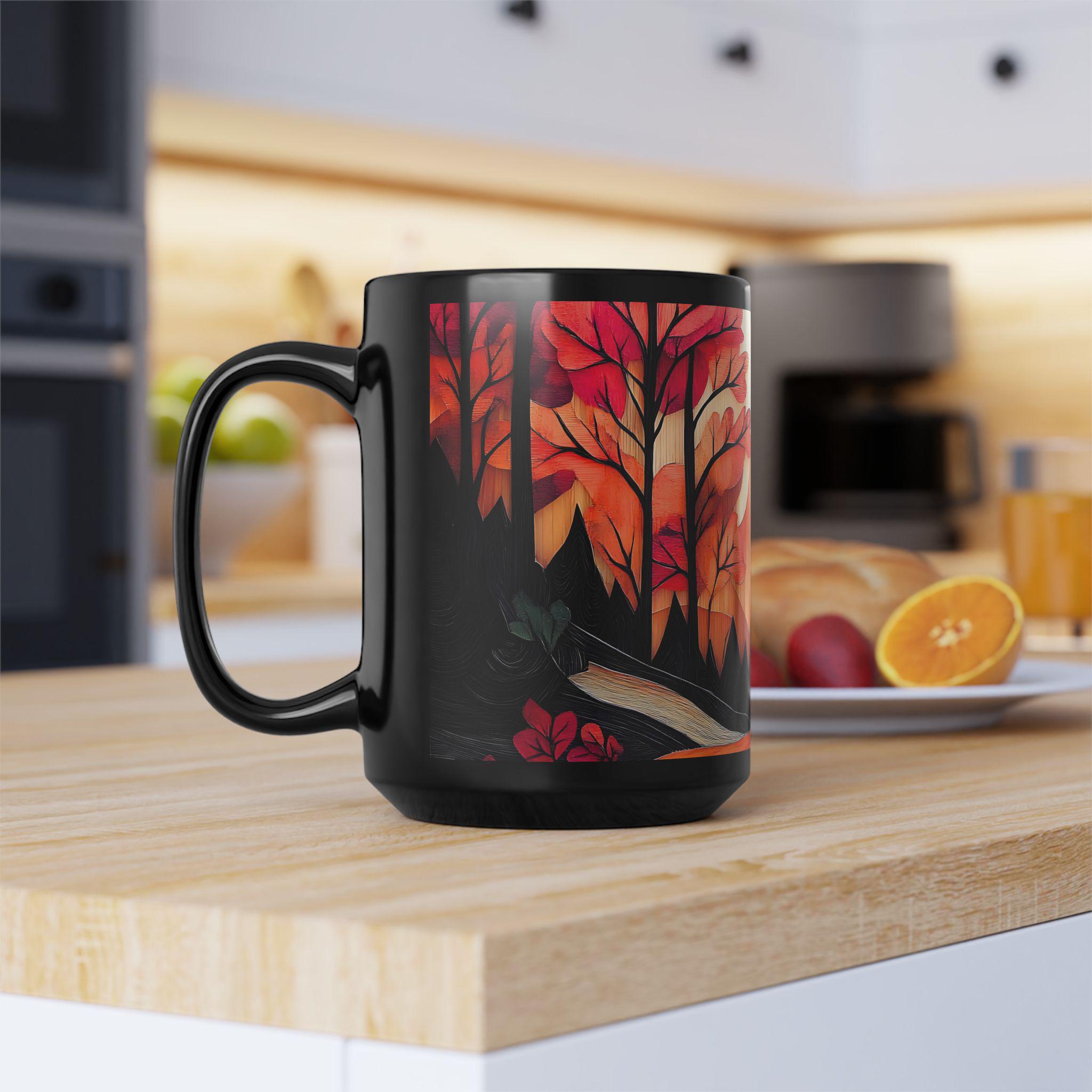 Autumn Sunset Mountain Mug: Cozy Ceramic Fall Drinkware, Ceramic Cup