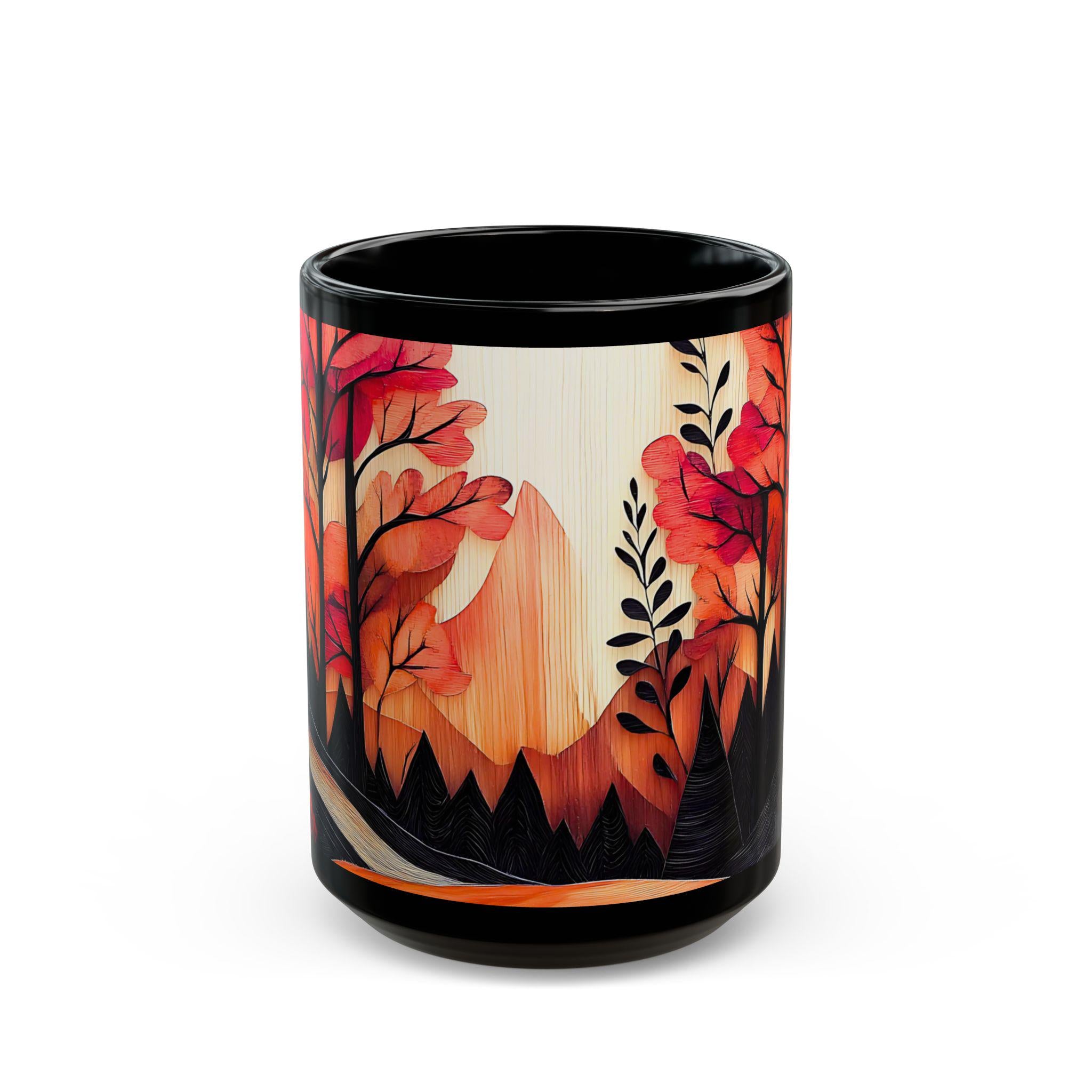 Autumn Sunset Mountain Mug: Cozy Ceramic Fall Drinkware, Ceramic Cup