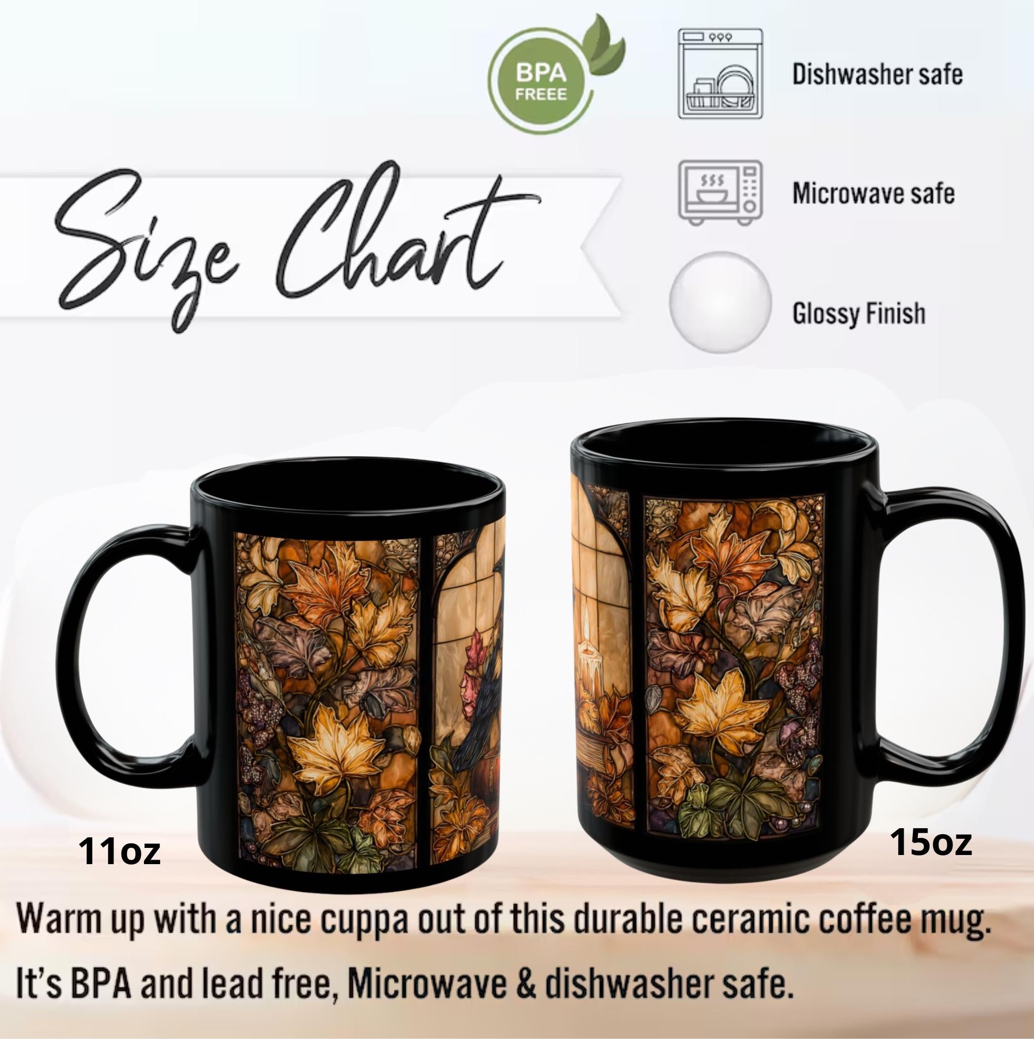 LELORESTORE Gothic Raven Coffee Mug Dark Academia Bookish Design