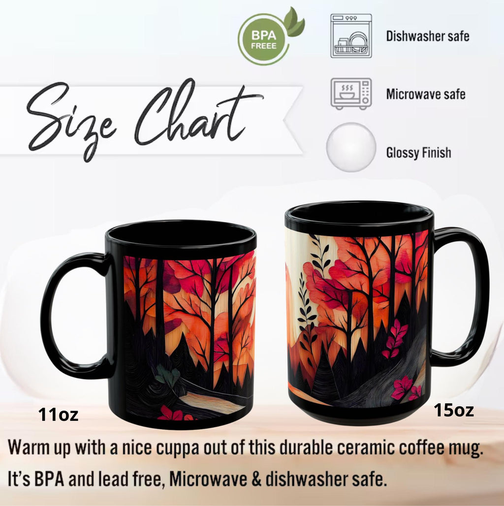 Autumn Sunset Mountain Mug: Cozy Ceramic Fall Drinkware, Ceramic Cup