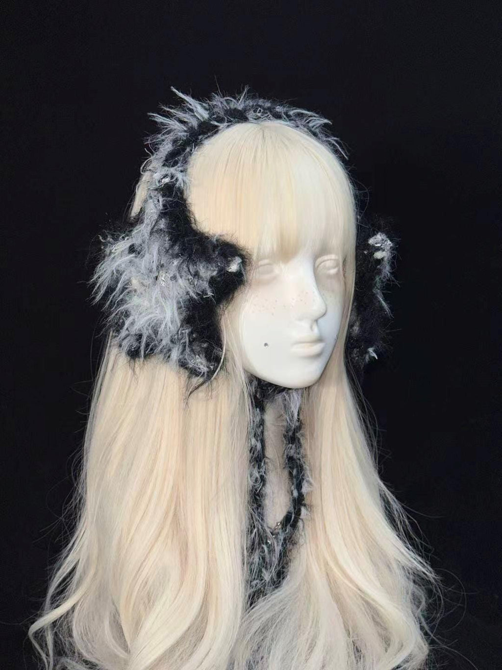 StellarPride Handmade Star Ear Warmer Plush Black and Gray Cozy Adjustable