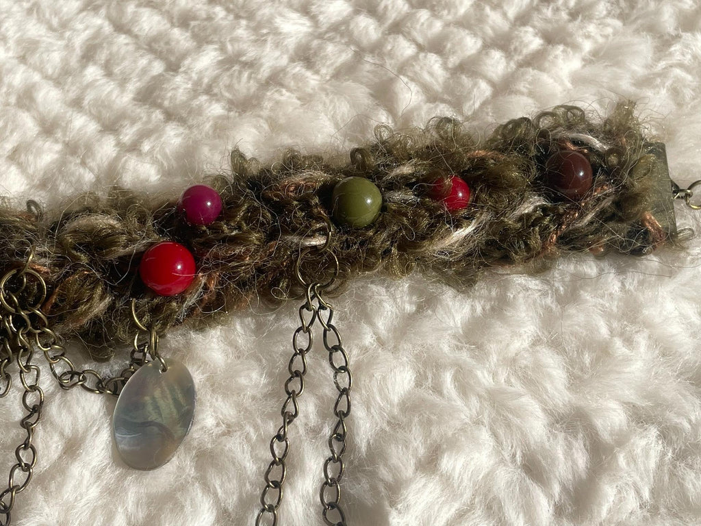 stellarPride Handmade Forest Berry Moss Crochet Choker Necklace