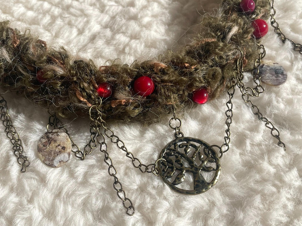 stellarPride Handmade Forest Berry Moss Crochet Choker Necklace