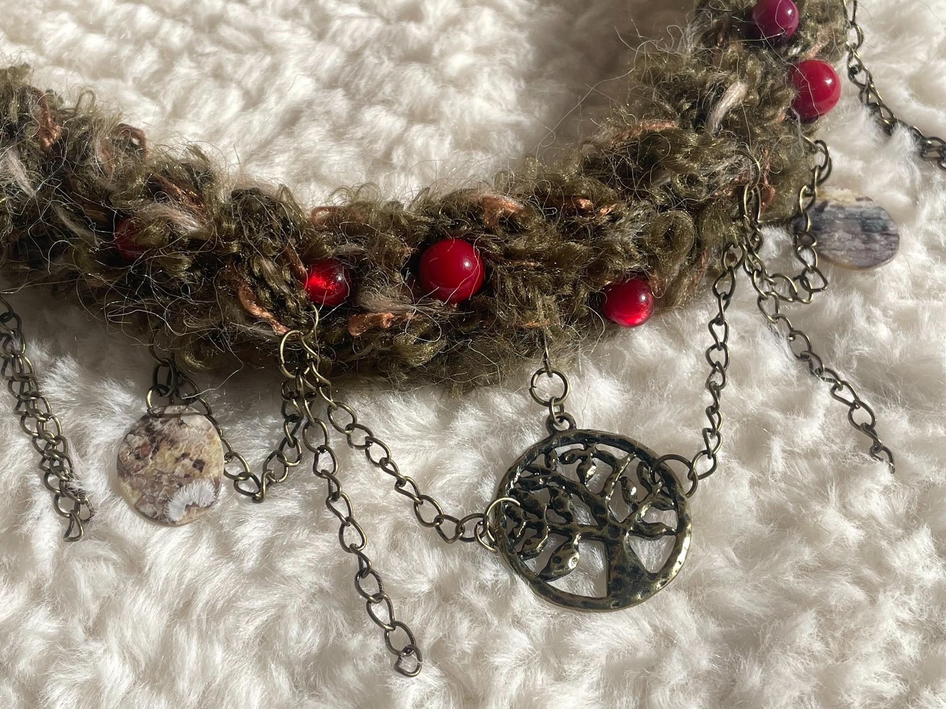 stellarPride Handmade Forest Berry Moss Crochet Choker Necklace