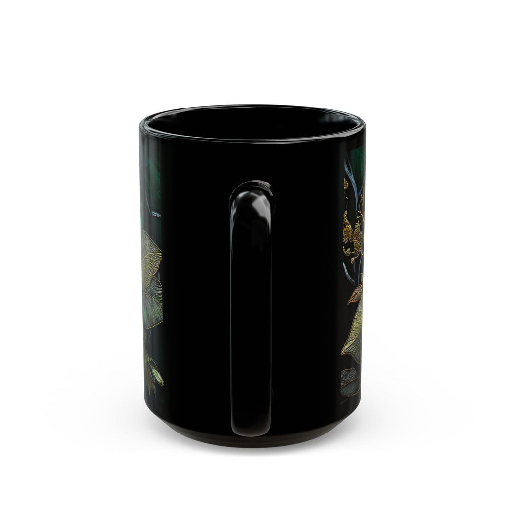 Vintage Botanical Ceramic Coffee Mug Dark Green Floral