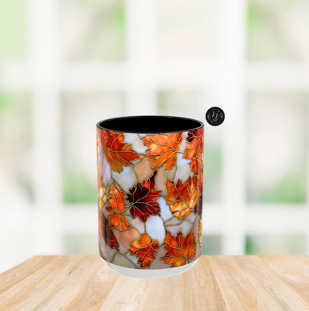 LELORESTORE Autumn Maple Leaf Stained Glass Effect Ceramic Mug