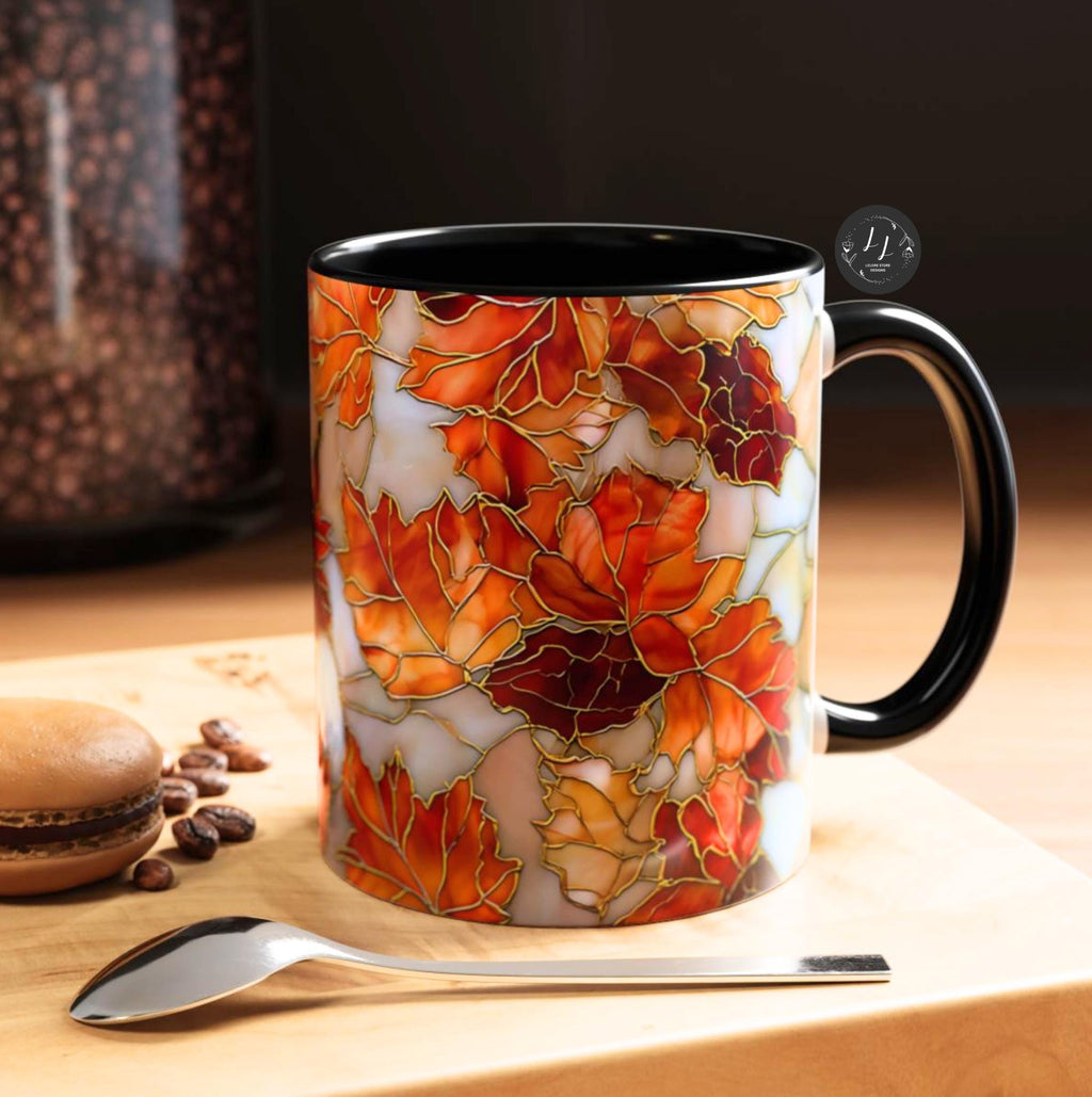 LELORESTORE Autumn Maple Leaf Stained Glass Effect Ceramic Mug