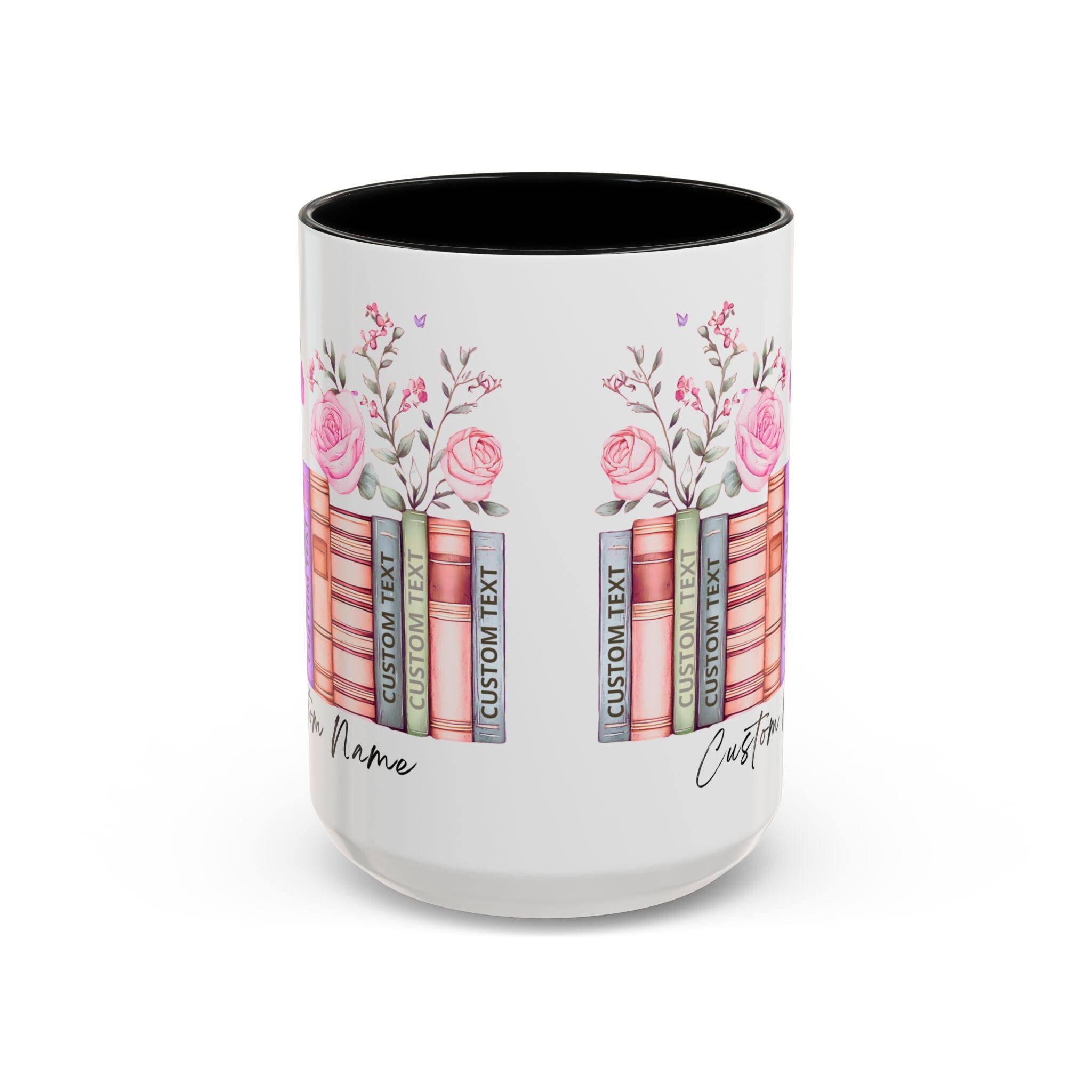 LELORESTORE Personalized Floral Bookshelf Coffee Mug Ceramic Book Lover