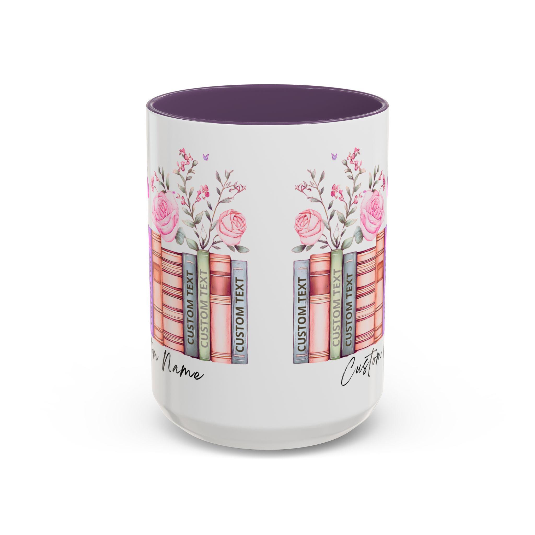LELORESTORE Personalized Floral Bookshelf Coffee Mug Ceramic Book Lover
