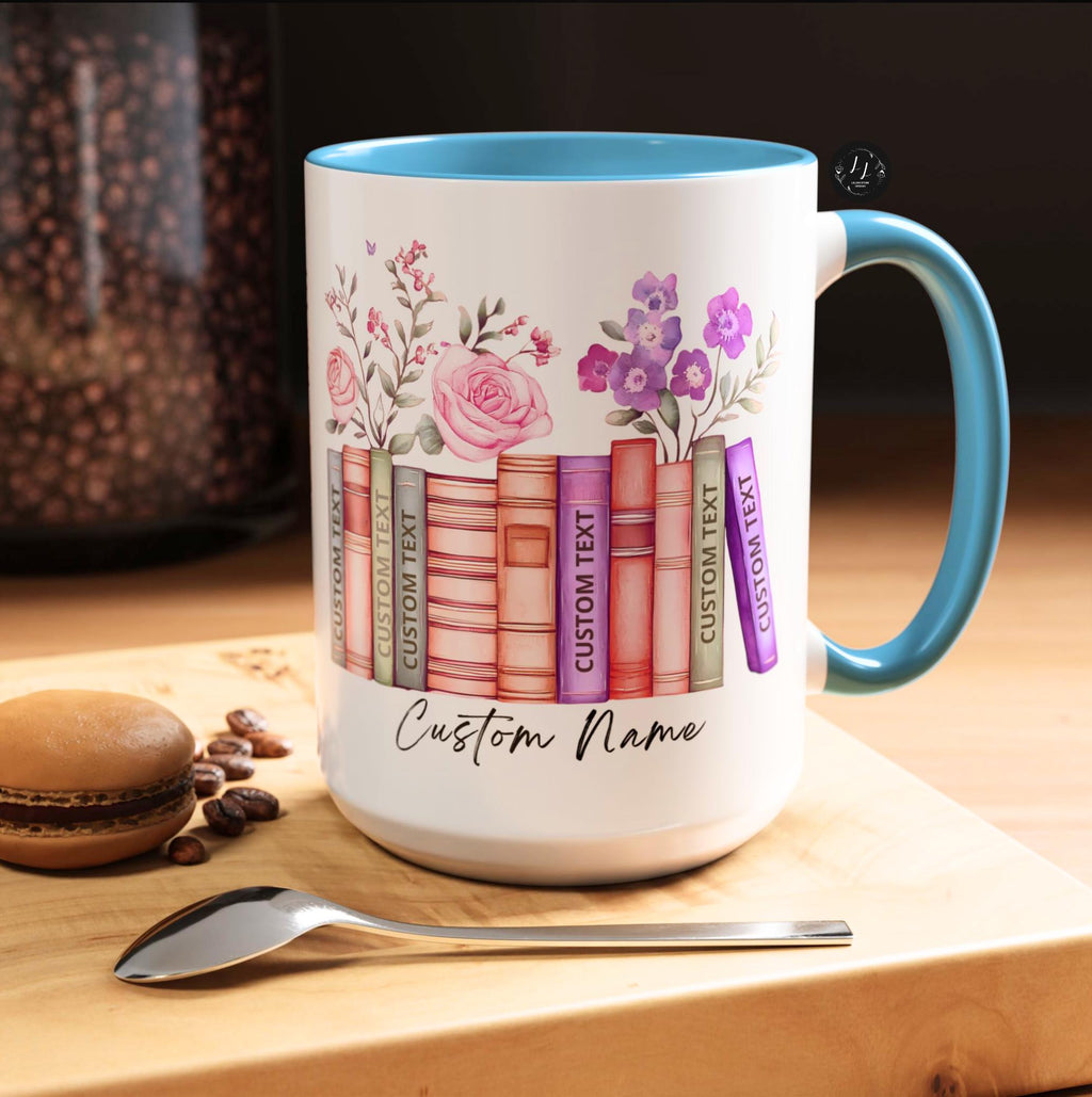 LELORESTORE Personalized Floral Bookshelf Coffee Mug Ceramic Book Lover