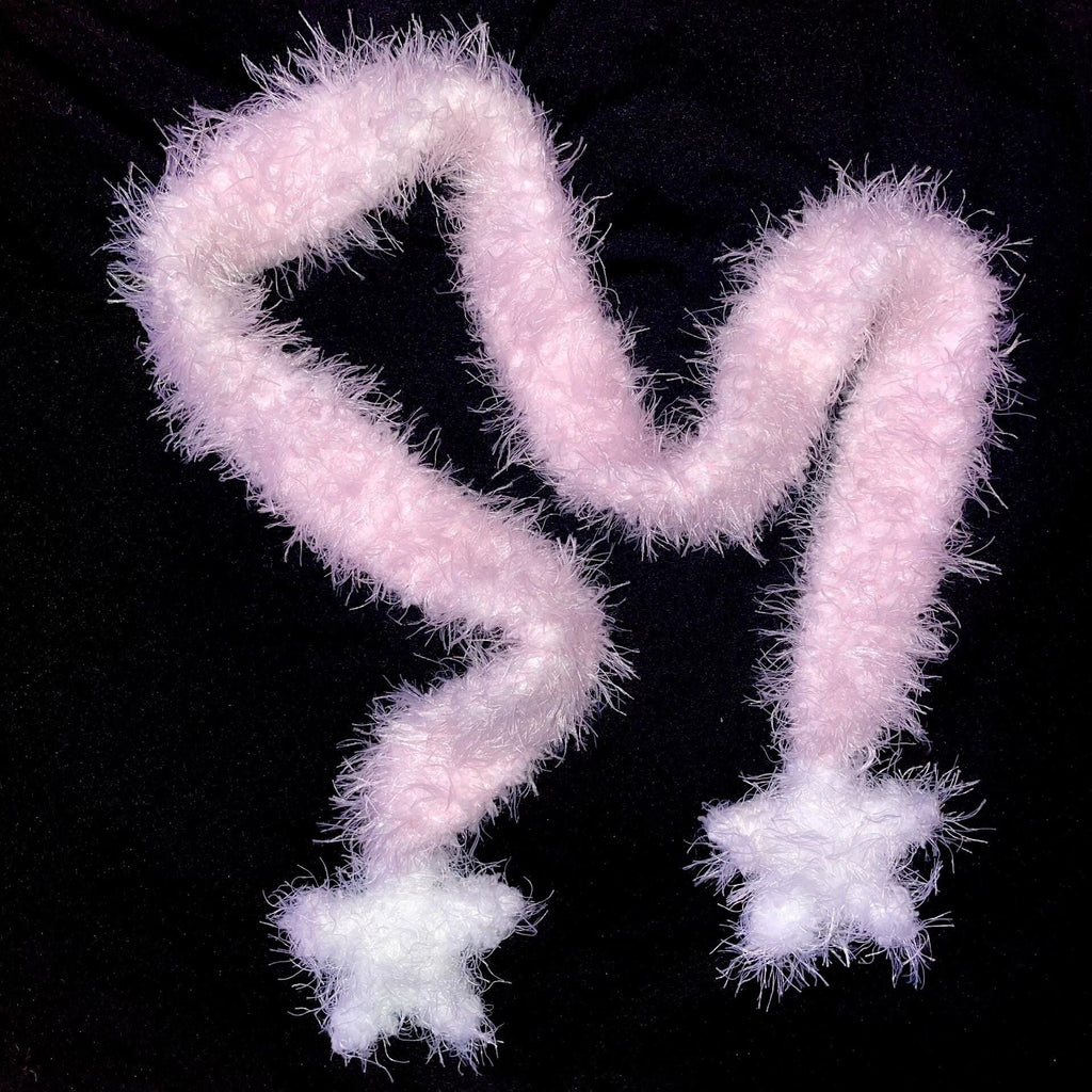 stellarPride Cozy Star-Tip Plush Mini Scarf Soft Pink