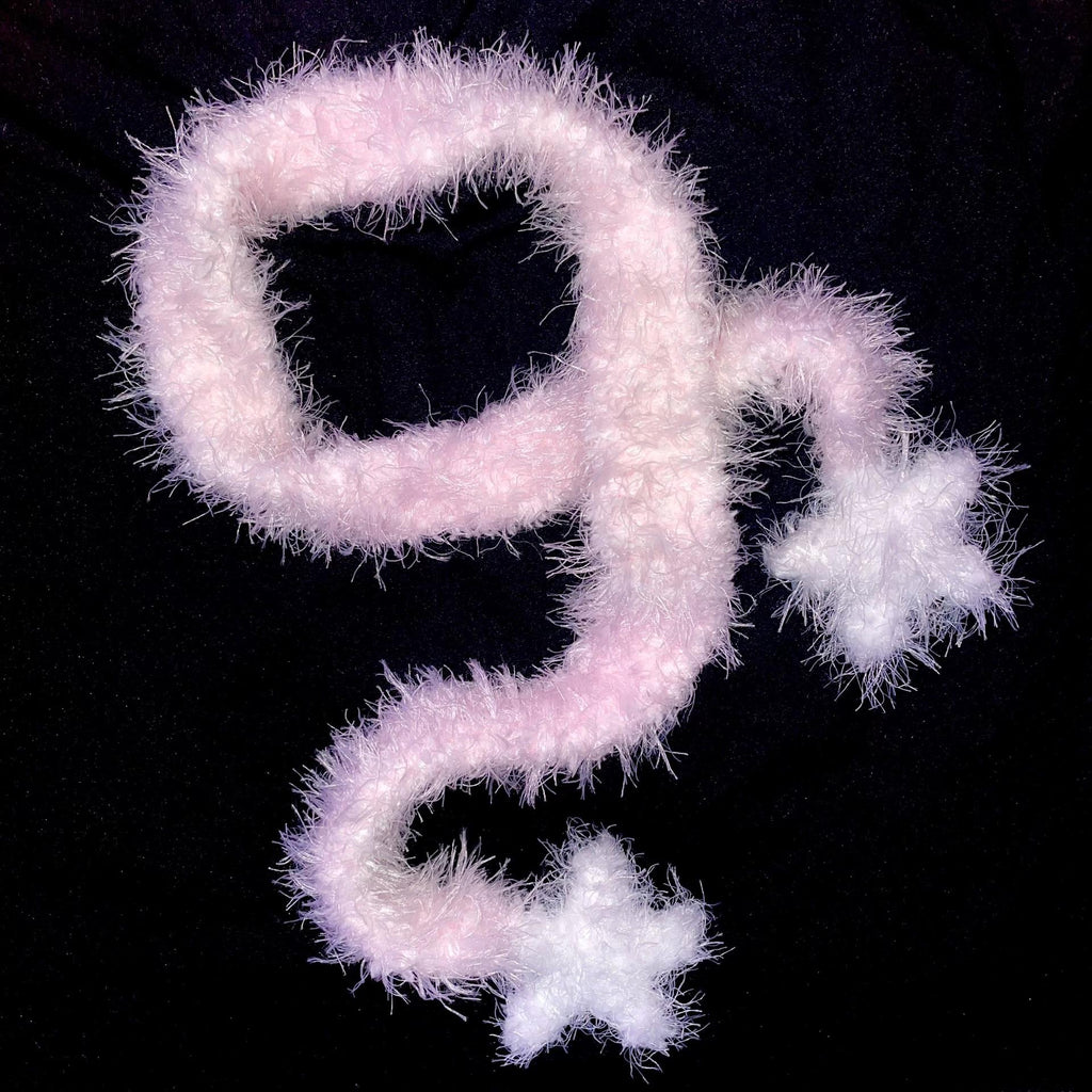 stellarPride Cozy Star-Tip Plush Mini Scarf Soft Pink
